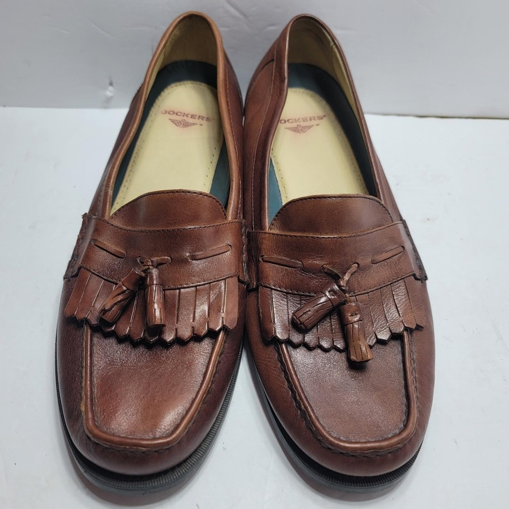 Dockers Mens Brown Leather Kiltie Tassel Loafers 13M 90-7118 Slip On Shoes